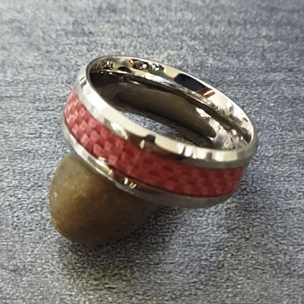 Women's Pink carbon Fiber Ring Band  - Carbon Fiber Ring